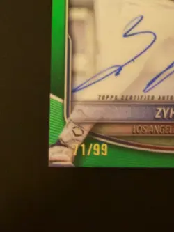 2025 Bowman Chrome Zyhir Hope #CPA-ZH First Chrome Auto True Green Refractor /99 - Image 3