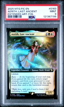 2025 MTG FINAL FANTASY COMMANDER EXTENDED ART-FOIL AERITH, LAST ANCIENT PSA 9 - Image 1