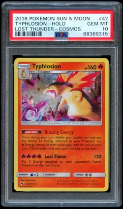 Pokemon Typhlosion 42/214 Lost Thunder Cosmos Holo Australia Exclusive PSA 10 - Image 1