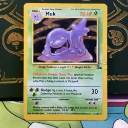 Muk 13/62 Holo Rare Fossil Pokemon Unlimited Holo Heavily Played - Image 1