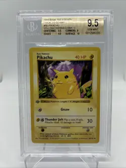 1999 Pokemon Base Set 1st Edition Shadowless Pikachu 3D Stamp BGS 9.5 POP 5 - Image 2