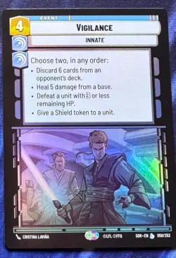 Star Wars Unlimited Spark of Rebellion Vigilance FOIL Legendary Card - Image 1