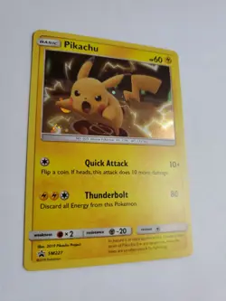 Pokemon Pikachu TCG SM227 Holo Black Star Promo Card Near Mint Condition - Image 1