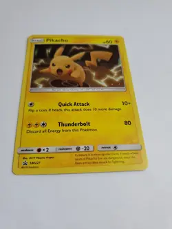 Pokemon Pikachu TCG SM227 Holo Black Star Promo Card Near Mint Condition - Image 3