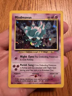 Pokemon TCG Misdreavus Holo Rare Card 11/64 Neo Revelation Damaged - Image 1