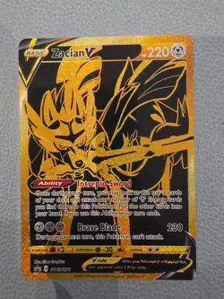 Zacian v SWSH076 Full Art Black Star Promo Pokemon Card NM Condition - Image 1