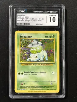 CGC 10 Bulbasaur 001/034 Trading Card Game Classic Holo EN HP 40 2023 - Image 1