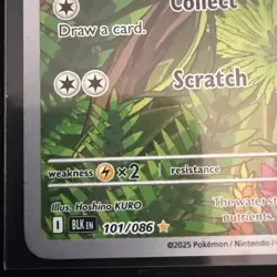 Pokemon TCG Panpour 101/086 NM/M 2025 Black Bolt Full Art Illustration Card - Image 5