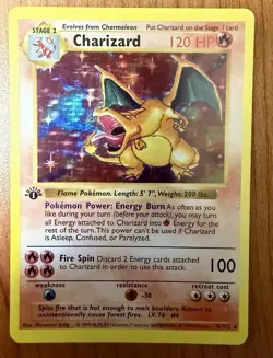 Charizard Base Set 4/102 Holo Handmade Collectible Art Card - Image 1