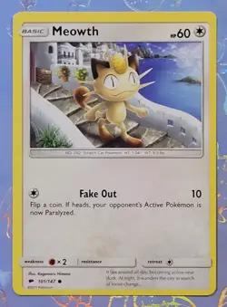 Meowth 101/147 Burning Shadows Pokemon Card NM - Image 1