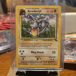 Pokemon TCG Aerodactyl Fossil Holo Card 1/62 Unlimited Rare MP Condition - Image 1
