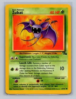 2x Zubat #57 - Fossil (1x 1st Edition & 1x Unlimited) Pokemon Cards 1999 - LP - Image 3