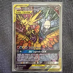 NM Moltres & Zapdos & Articuno GX SM210 Hidden Fates Alt Art Promo Pokemon Card - Image 1
