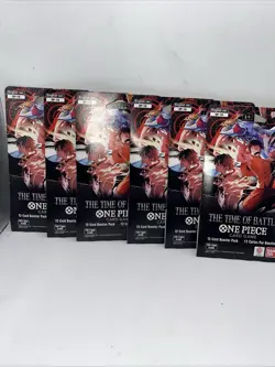 x6 One Piece TCG English OP-16 The Time of Battle Sleeved Blister Booster Pack - Image 1