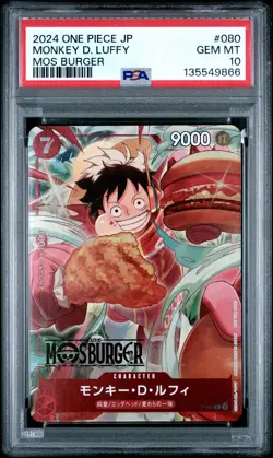 One Piece TCG Monkey D. Luffy Japanese Mosburger Promos #080 NM PSA 10 - Image 1