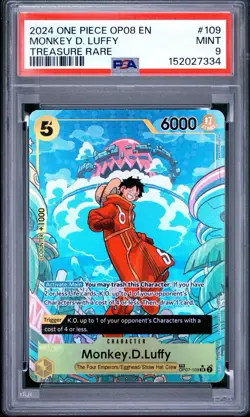 2024 One Piece OP08 EN Monkey D. Luffy Treasure Rare #109 PSA 9 MINT - Image 1