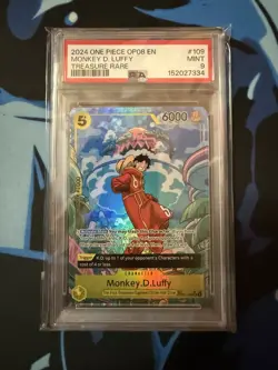 2024 One Piece OP08 EN Monkey D. Luffy Treasure Rare #109 PSA 9 MINT - Image 3