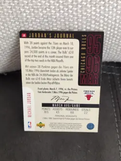 Michael Jordan 1996-97 Upper Deck Choice "Jordan's Journal" Hologram #J5 Italian - Image 3