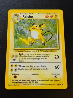 Raichu 14/102 Holo Rare Base Set Unlimited Pokemon LP - Image 1