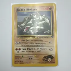 Brock's Rhyhorn 22/132 Rare Gym Heroes Pokemon Card PLAYED - Image 1