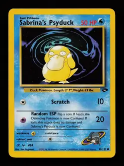 Sabrina's Psyduck 99/132 Unlimited Common Gym Challenge Pokemon Cards - Image 1