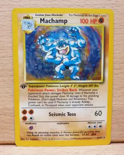 Machamp 1st Edition Pokemon Card 8/102 Base Set Rare Holo WOTC 1999 HP - Image 1