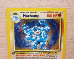 Machamp 1st Edition Pokemon Card 8/102 Base Set Rare Holo WOTC 1999 HP - Image 2