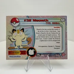 Meowth #52 Chrome Holo Foil Starburst Rare Pokemon 1999 Topps Card TV Animation - Image 2