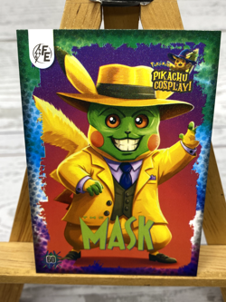 Pikachu as Cosplay Mask Non- Pokemon Fan Art Card **You Pick Holo Style - Image 2