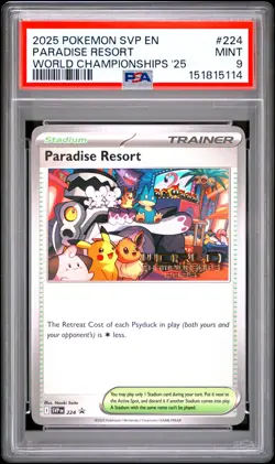 2025 POKEMON SVP EN-SV BLACK STAR PROMO #224 PARADISE RESORT PSA 9 - Image 1