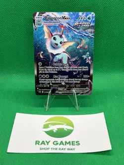 Pokemon TCG Vaporeon VMAX SWSH182 Promo Holo Full Art Damaged - Image 1