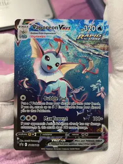 Pokemon TCG Vaporeon VMAX SWSH182 Promo Holo Full Art Damaged - Image 3