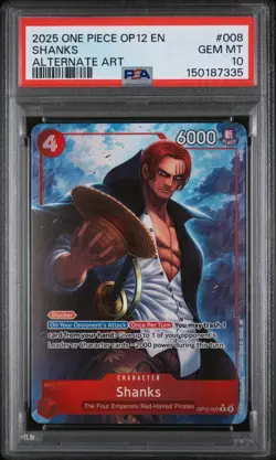 2025 One Piece OP12-008 Shanks Alternate Art PSA 10 GM Legacy of the Master - Image 1