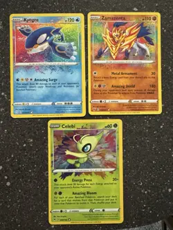 Pokemon TCG 3 Card Holo Lot Celebi/Kyogre/Zamazenta Rare NM - Image 1