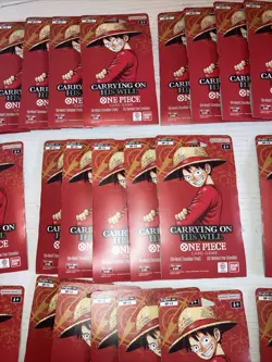 40 BRAND NEW SEALED OP-13 ONE PIECE CARRYING ON HIS WILL SLEEVED BOOSTER PACKS - Image 5