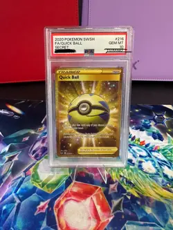 Quick Ball 216/202 Gold Full Art Secret Rare Pokemon Card PSA 10 GEM MINT T502 - Image 1