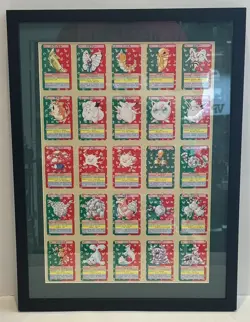 1997 Japan Pokemon Topsun Blue Back Uncut Framed Trading Card Sheet! RARE GRAIL - Image 1