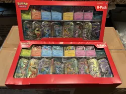 Pokemon Prismatic Evolutions 8 Mini-Tins w Promo Cards Costco 2-pack - Image 1