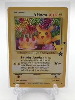 Pokemon Birthday Pikachu Celebrations 25th Anniversary Holo Trading Card NM - Image 1
