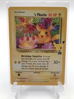 Pokemon Birthday Pikachu Celebrations 25th Anniversary Holo Trading Card NM - Image 1