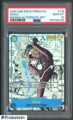 2025 One Piece Sanji PRB02 EN Manga Alternate Art PSA 10 GEM MINT - Image 1