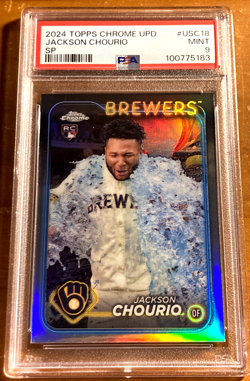 2024 Topps Chrome Update Jackson Chourio RC Rookie Image Variation SP PSA 9 MINT - Image 1
