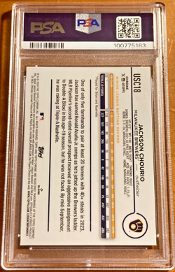 2024 Topps Chrome Update Jackson Chourio RC Rookie Image Variation SP PSA 9 MINT - Image 2
