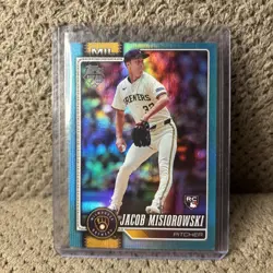 2026 Topps Series 1 - Jacob Misiorowski #10 Aqua Rainbow Foil (RC) - Image 1