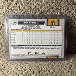 2026 Topps Series 1 - Jacob Misiorowski #10 Aqua Rainbow Foil (RC) - Image 3