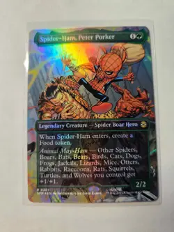 MTG Spider-Ham, Peter Porker FOIL (Borderless) 201 Marvel's Spider-Man SHIPS NOW - Image 1