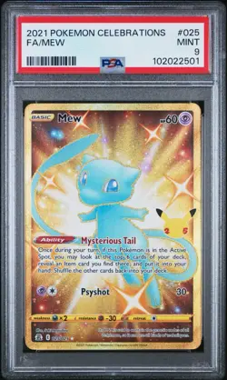 2021 POKEMON CELEBRATIONS #025 FULL ART/MEW PSA 9 - Image 1