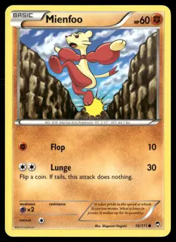 Mienfoo 56/111 Common Furious Fists Pokemon Heavily Played - Image 1