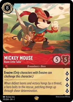 Disney Lorcana Mickey Mouse Brave Little Tailor Non-Foil #115 Legendary - Image 1