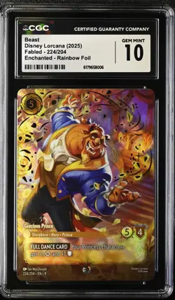 2025 Disney Lorcana Fabled Beast Gracious Prince Enchanted 224 CGC 10 - Image 1